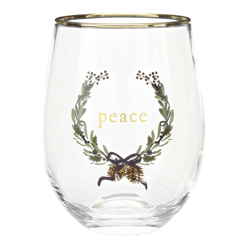 Gold Foil Boxed Stemless Wine Glass Set - Merry Christmas