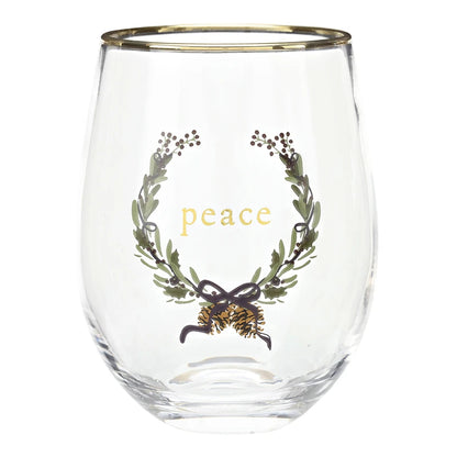 Gold Foil Boxed Stemless Wine Glass Set - Merry Christmas