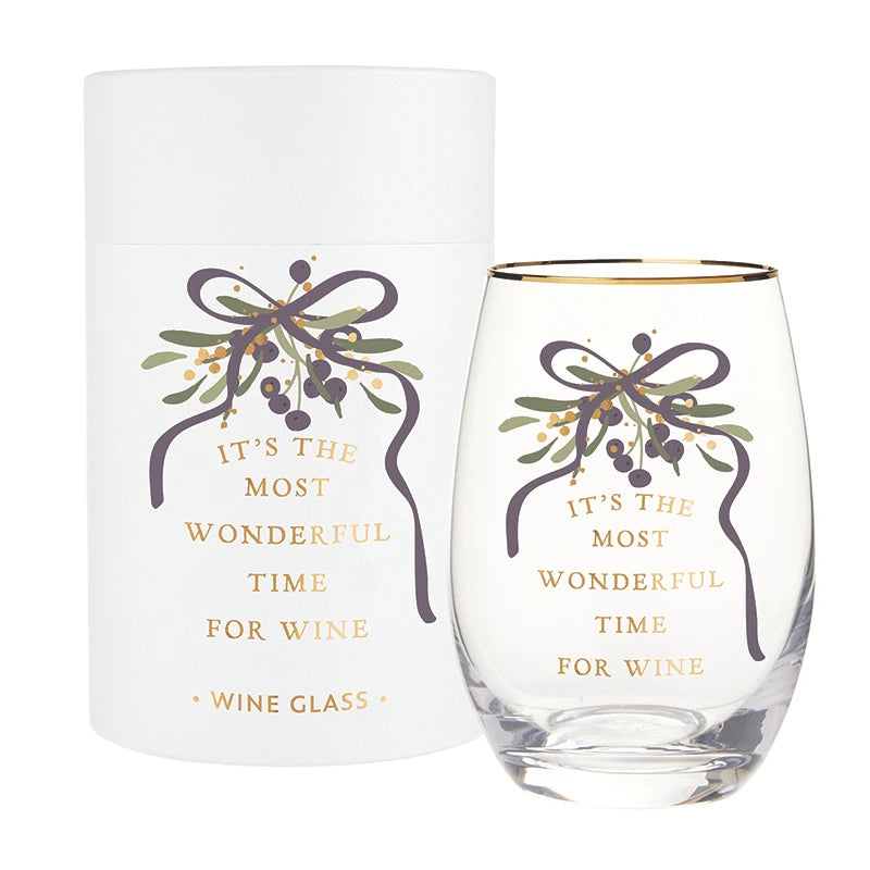 Gold Foil Stemless Wine Glass - Wonderful Time for Wine