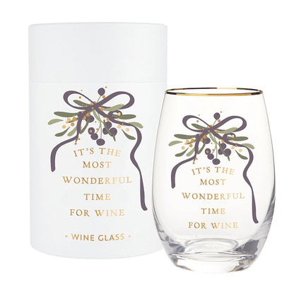 Gold Foil Stemless Wine Glass - Wonderful Time for Wine