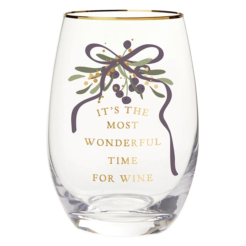 Gold Foil Stemless Wine Glass - Wonderful Time for Wine