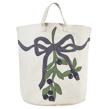 Large Canvas Storage Tote - Mistletoe