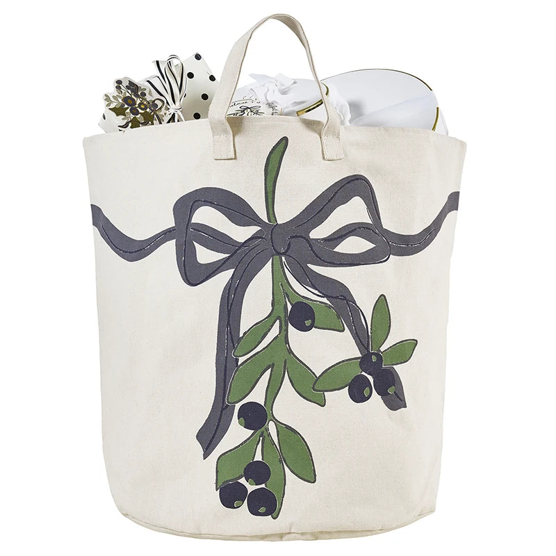 Large Canvas Storage Tote - Mistletoe