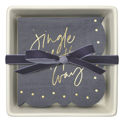 Ceramic Napkin Tray + Napkins - Jingle All The Way