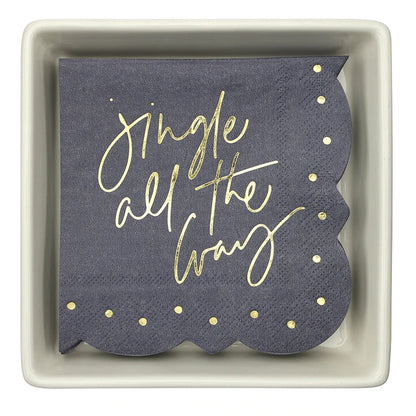 Ceramic Napkin Tray + Napkins - Jingle All The Way