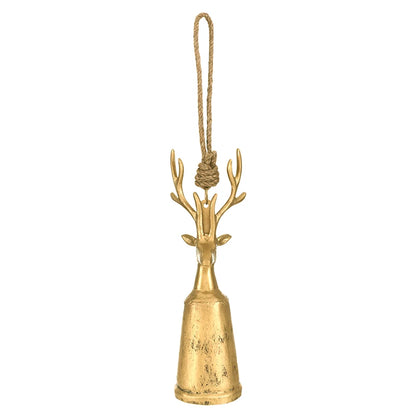 Antique Gold Reindeer Bell - Small 11"H