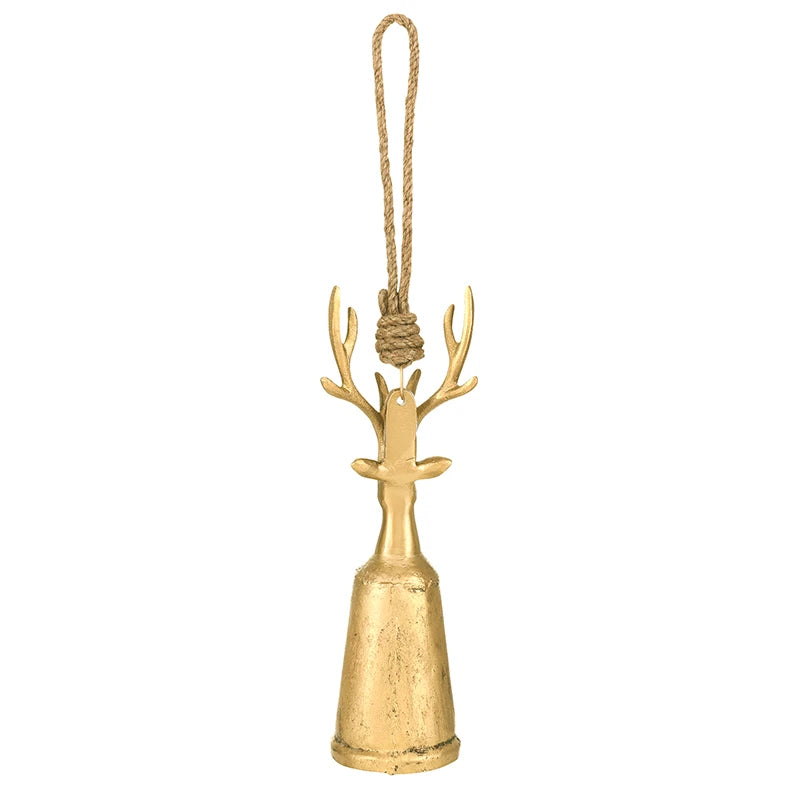 Antique Gold Reindeer Bell - Small 11"H