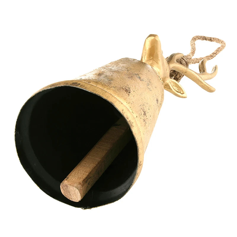 Antique Gold Reindeer Bell - Small 11"H