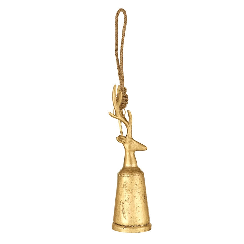 Antique Gold Reindeer Bell - Small 11"H