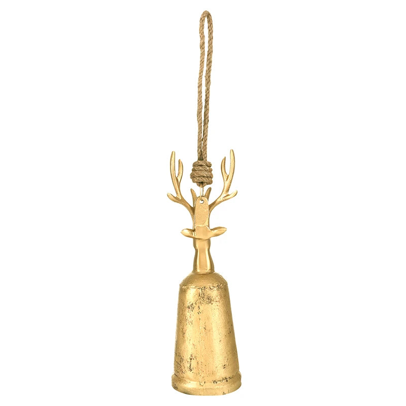 Antique Gold Reindeer Bell - Medium 12"H