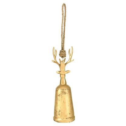 Antique Gold Reindeer Bell - Medium 12"H