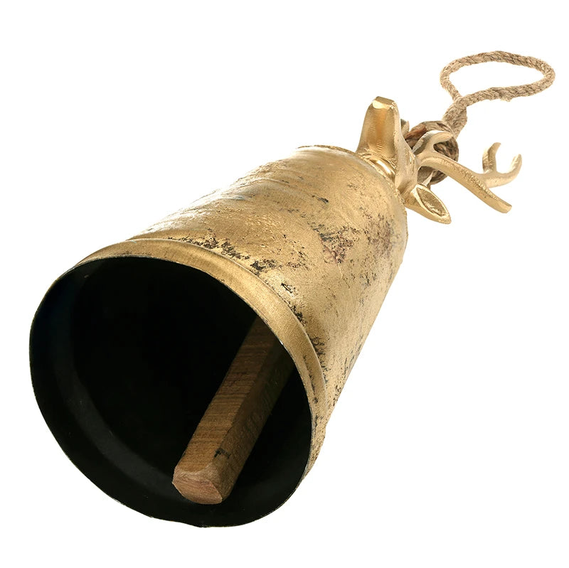 Antique Gold Reindeer Bell - Medium 12"H