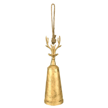 Antique Gold Reindeer Bell - Large 14"H