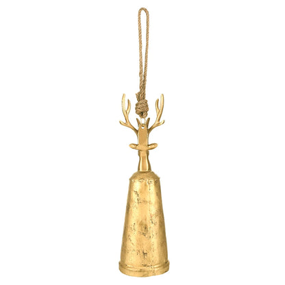 Antique Gold Reindeer Bell - Large 14"H