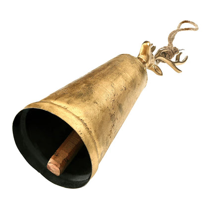 Antique Gold Reindeer Bell - Large 14"H