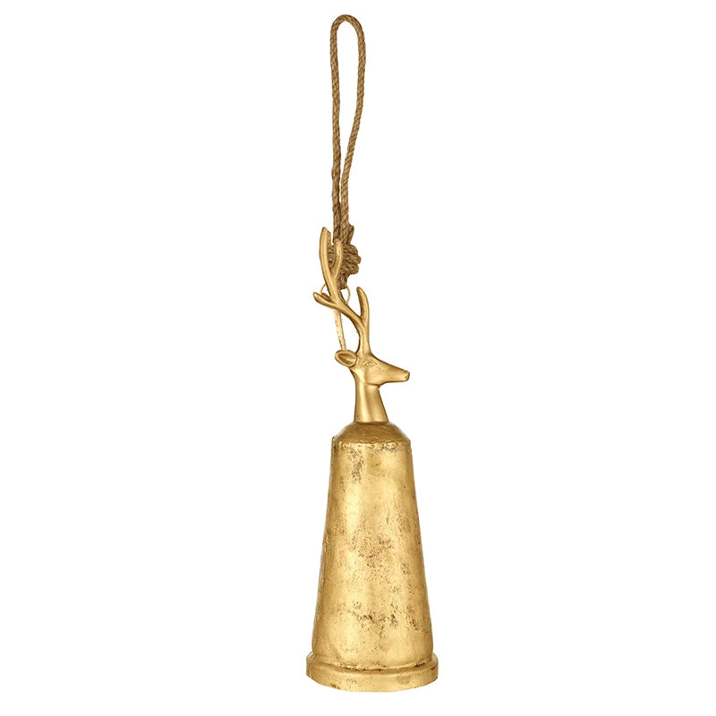 Antique Gold Reindeer Bell - Large 14"H