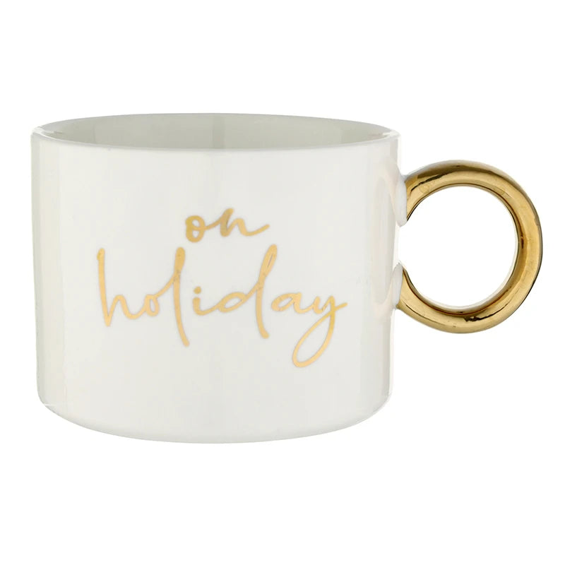 Ceramic Mug with Gold Handle - On Holiday