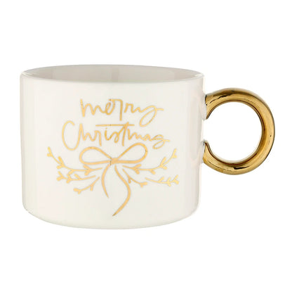 Ceramic Mug with Gold Handle - Merry Christmas