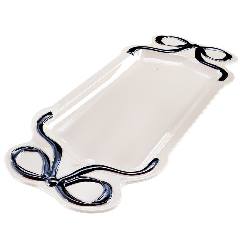 Ceramic Bow Platter - Black - Luster Finish