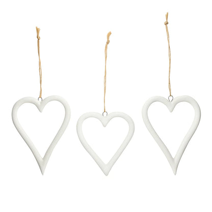 Ceramic Bisque Heart Ornaments - Set of 3