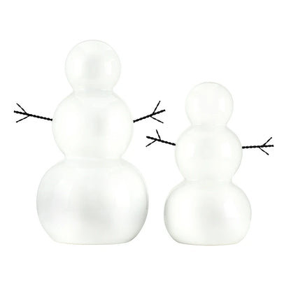 Ceramic Snowman with Metal Twig Arms - Set of 2