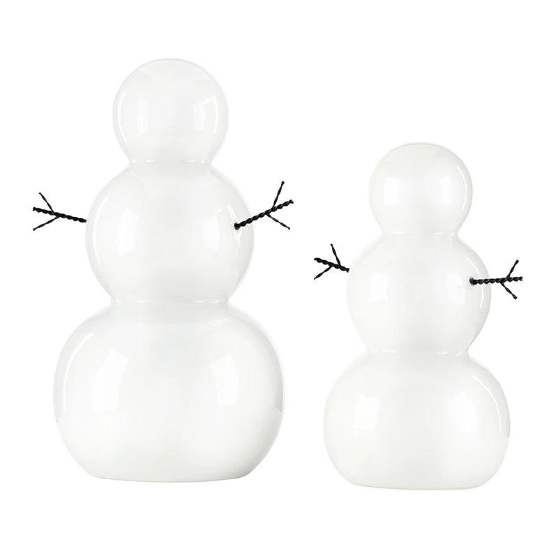 Ceramic Snowman with Metal Twig Arms - Set of 2
