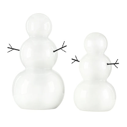 Ceramic Snowman with Metal Twig Arms - Set of 2