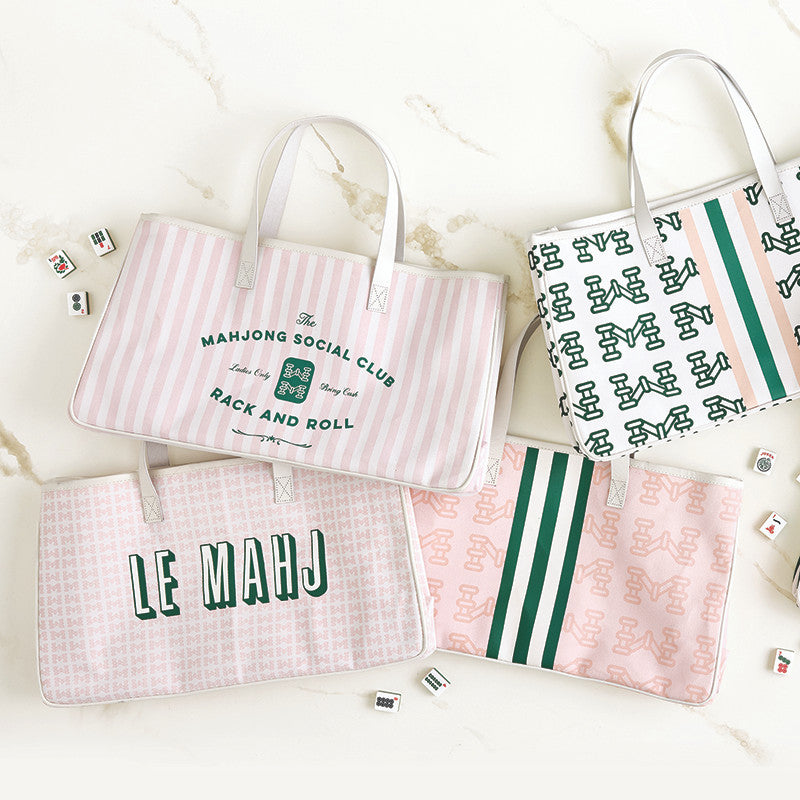Mahjong Canvas Tote - Mahj Pink