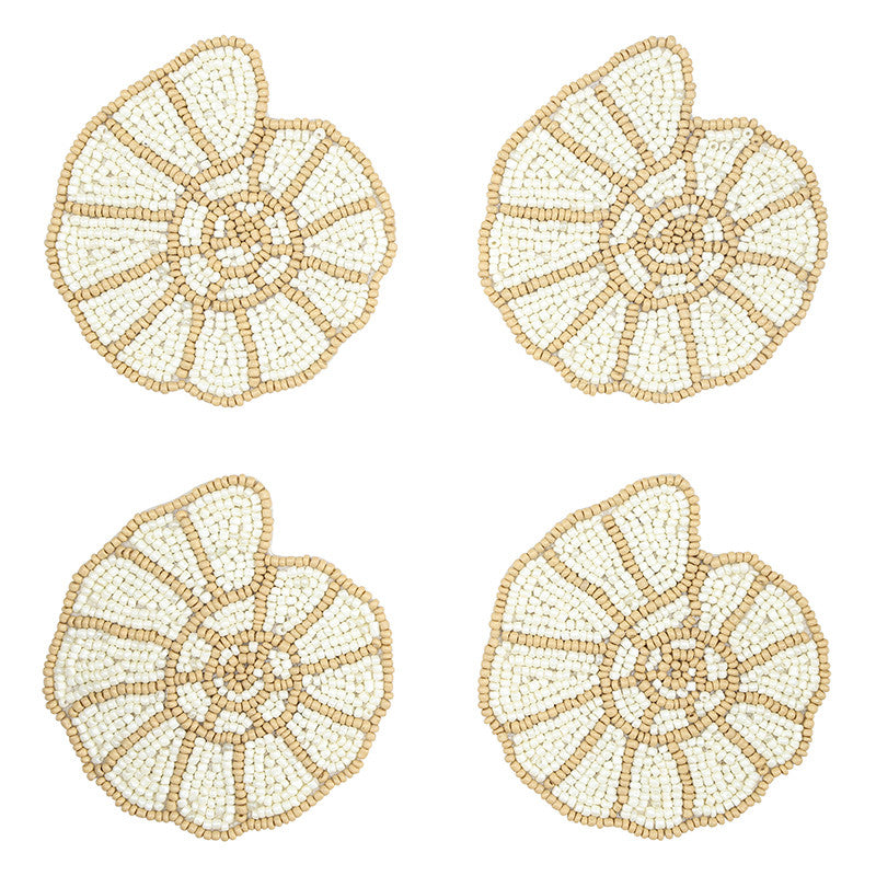 Shell Beaded Coasters - Set of 4