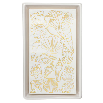 Ceramic Guest Napkin Tray + Napkins - Shells