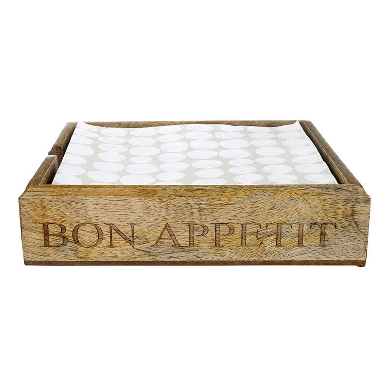 Wood Luncheon Napkin Holder - Bon Appetit