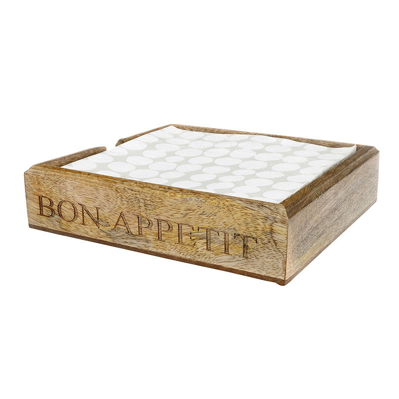 Wood Luncheon Napkin Holder - Bon Appetit