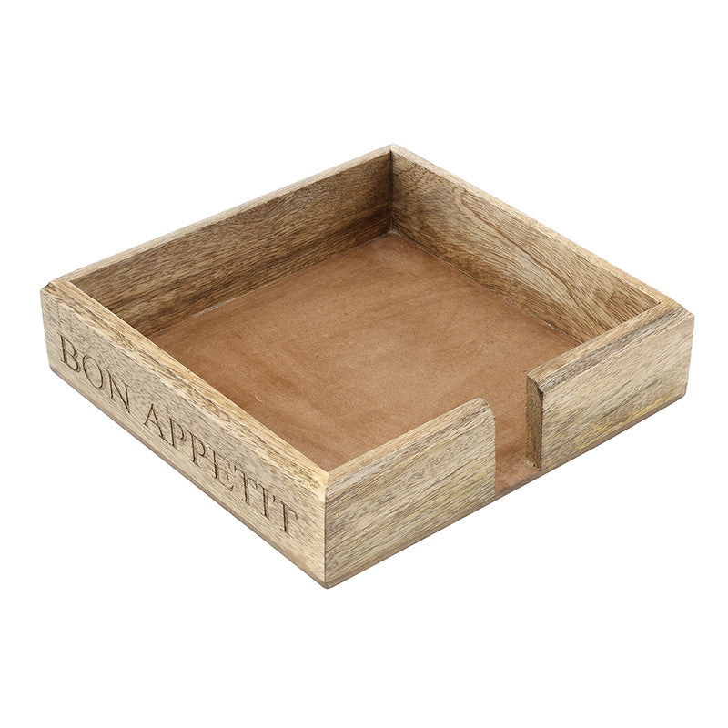 Wood Luncheon Napkin Holder - Bon Appetit