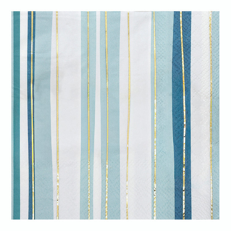 Ceramic Napkin Trays + Napkins - Blue Stripes