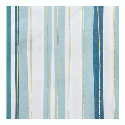 Ceramic Napkin Trays + Napkins - Blue Stripes