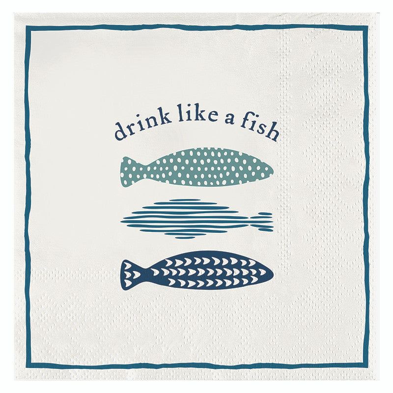 Ceramic Napkin Trays + Napkins - Drink Like A Fish