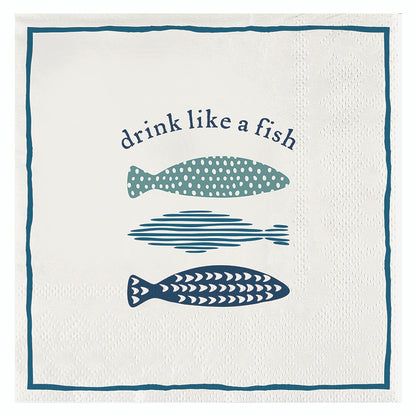 Ceramic Napkin Trays + Napkins - Drink Like A Fish