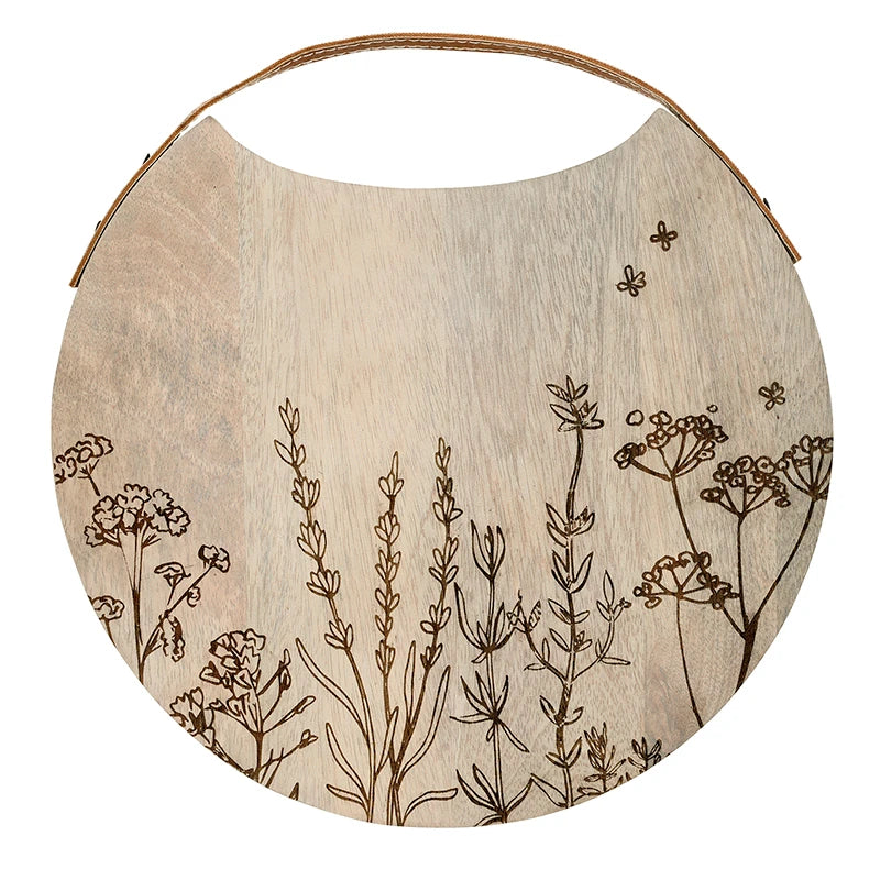 Floral Engraved Wood Board