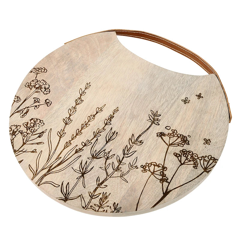Floral Engraved Wood Board