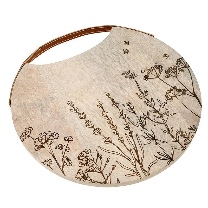 Floral Engraved Wood Board