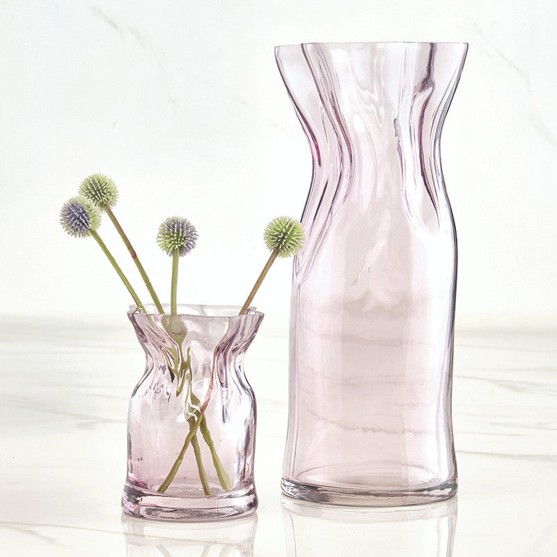 Lilac Glass Cinched Vase - Large