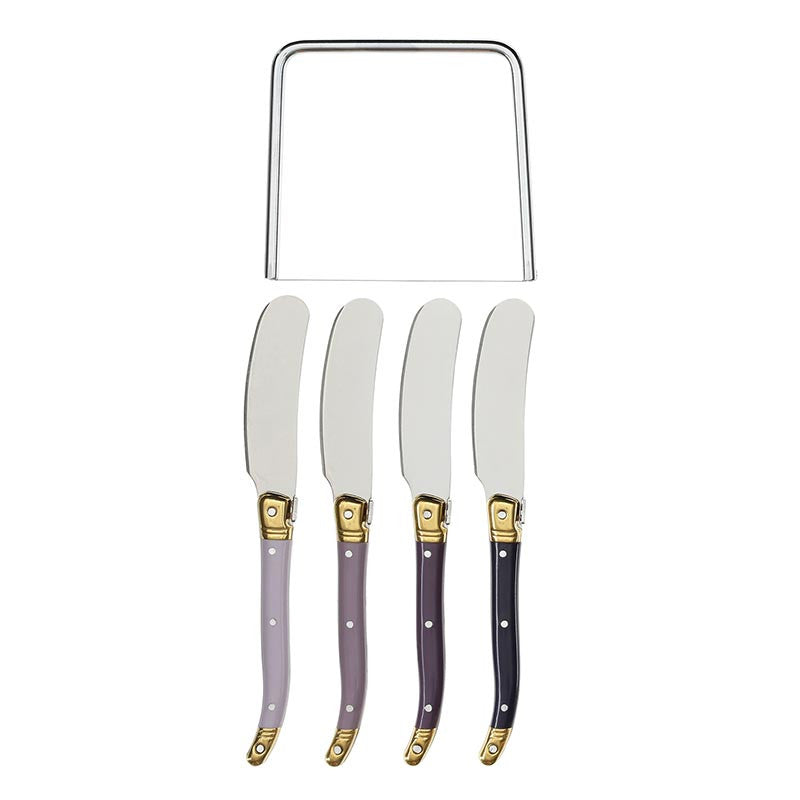 Lilac Ombre Cheese Spreaders with Cheese Cutter - Set of 4