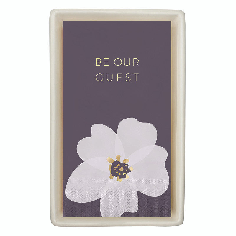 Ceramic Guest Napkin Tray + Napkins - Be Our Guest