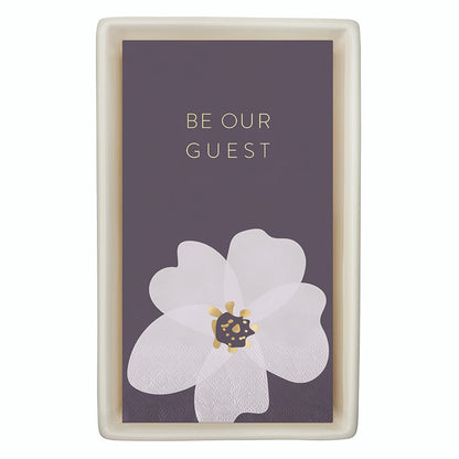 Ceramic Guest Napkin Tray + Napkins - Be Our Guest