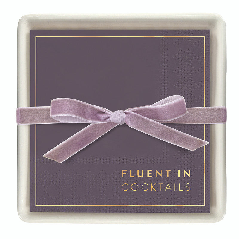 Ceramic Napkin Tray + Napkins - Fluent in Cocktails
