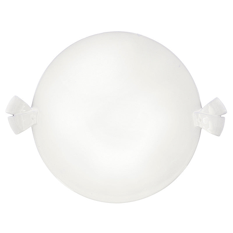 Ceramic Ribbon Handle Pedestal - White