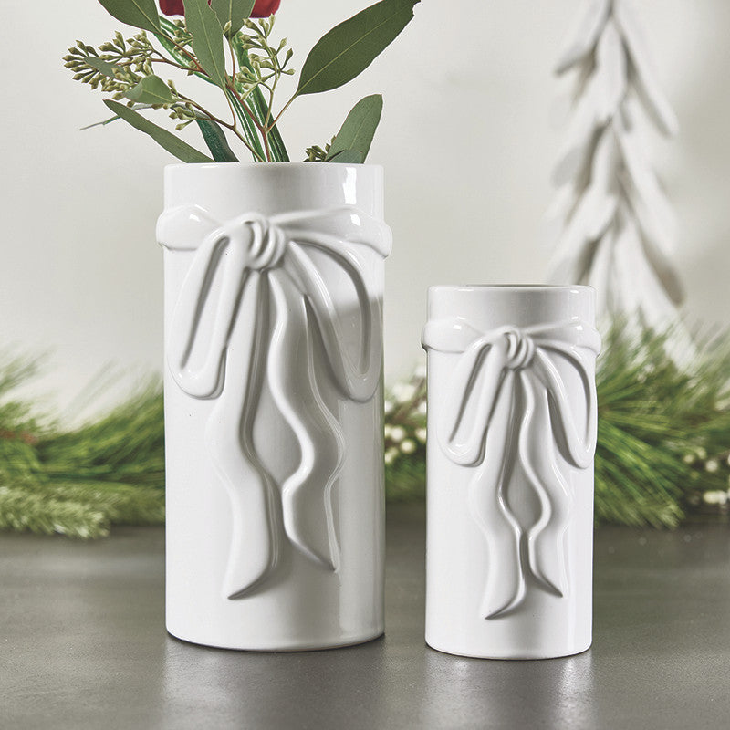 Ceramic Bow Vase - Small - White
