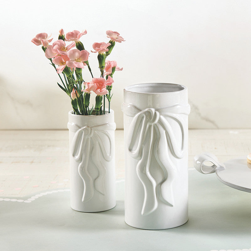 Ceramic Bow Vase - Small - White