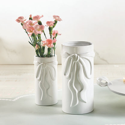 Ceramic Bow Vase - Small - White