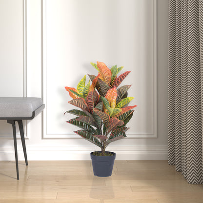 30" Artificial Croton Real Touch Potted Plant